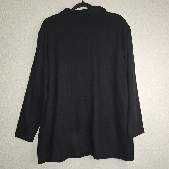 Bechamel Cardigan Sweater Womens XL Black Button Up Stretch Pockets - Picture 2 of 7